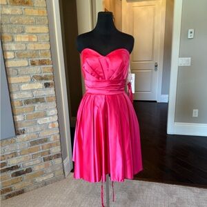 Dames women’s prom pageant party dress hot pink small lace up back with tags